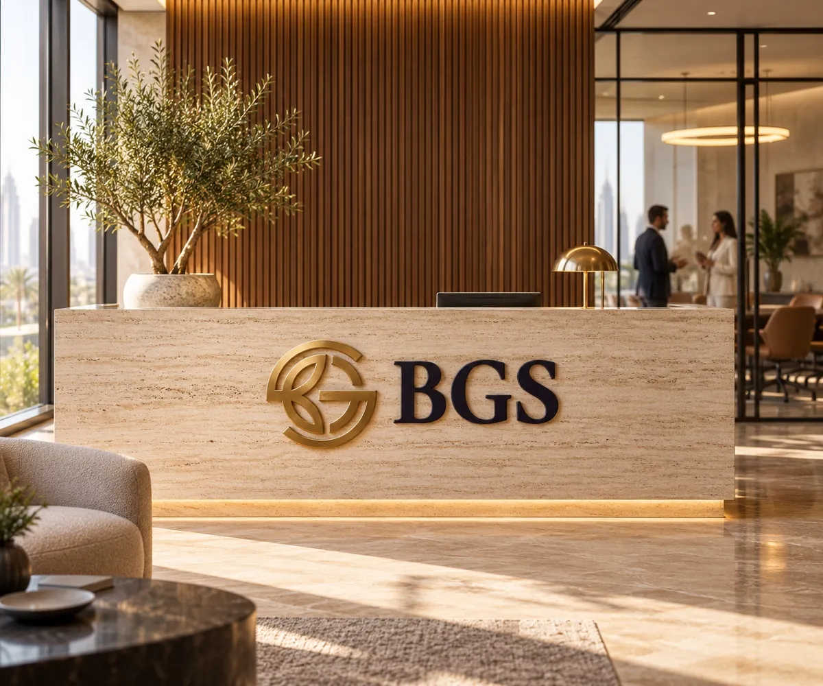 The BGS reception with the gold BGS logo